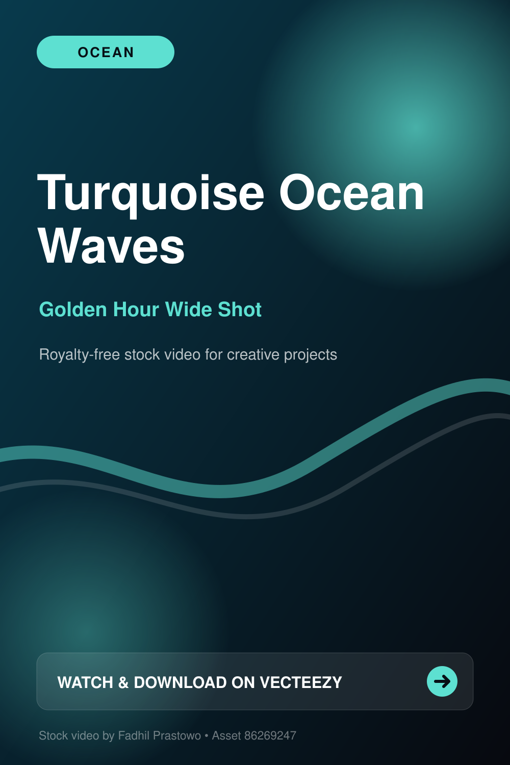 Graphic title card for calm turquoise ocean waves stock video