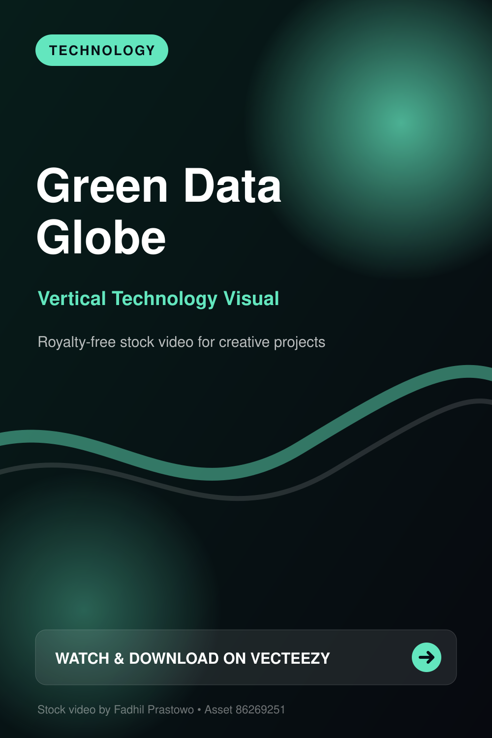 Vertical futuristic globe with green data streams
