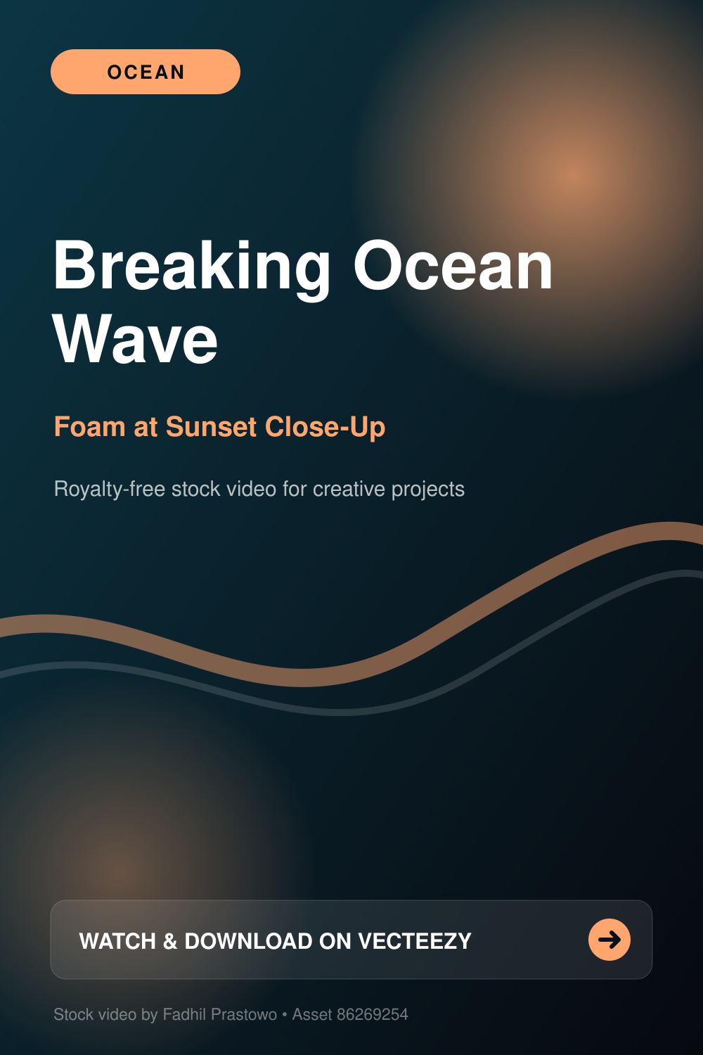 Graphic title card for breaking ocean wave stock video