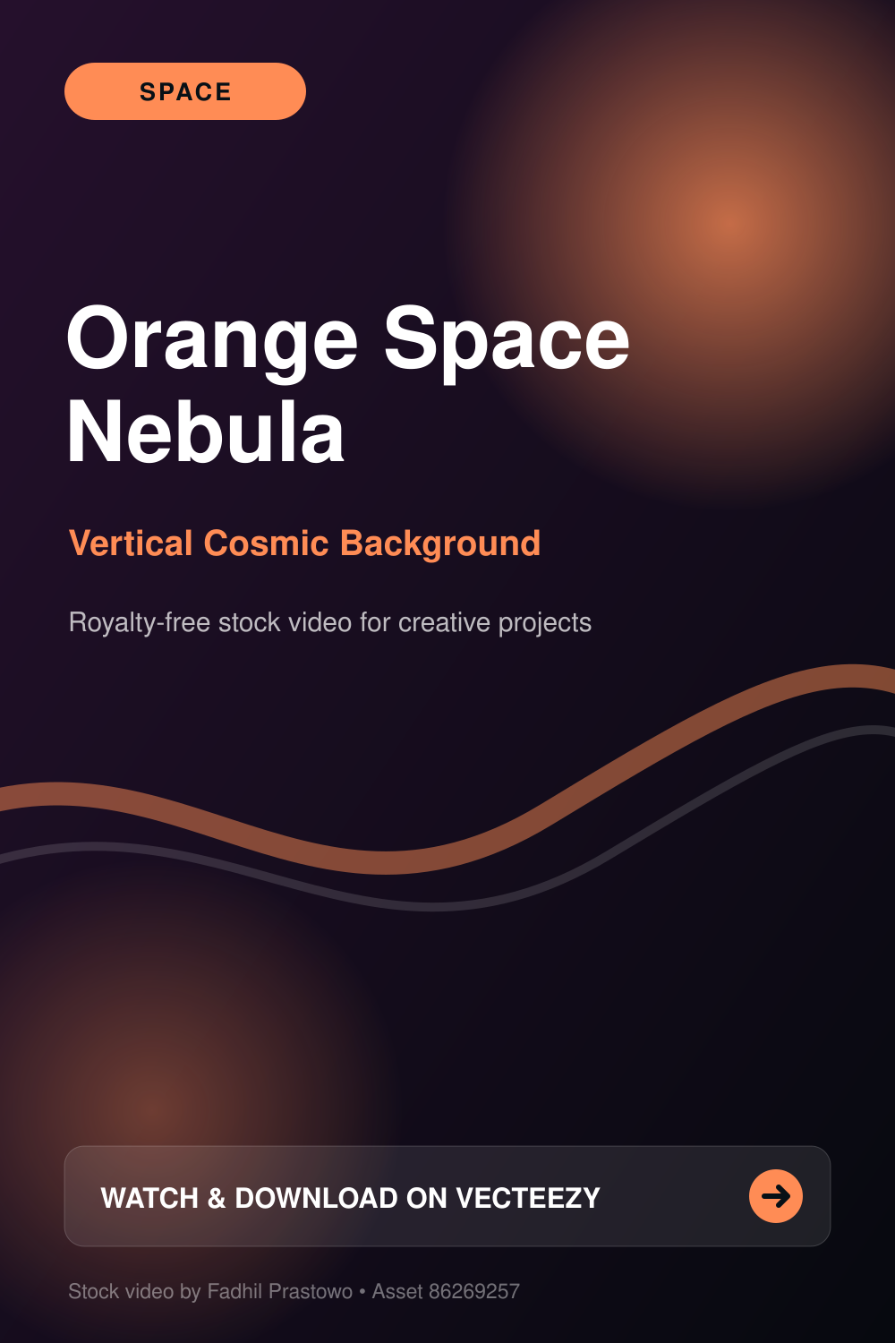 Vertical orange nebula with stars in deep space